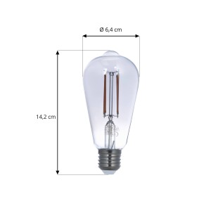 PRIOS Smart LED filament E27 ST64 rookgrijs WLAN 4,9W