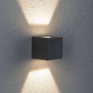 Paulmann Cybo LED buitenwandlamp, 2.700 K, 8 x 8 cm, grijs