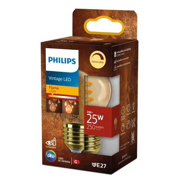 Philips e27 led lamp g45 3w dimbaar 2. 200k goud 2