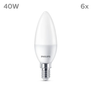 Philips LED kaars E14 4,9W 470m 2.700K mat per 6