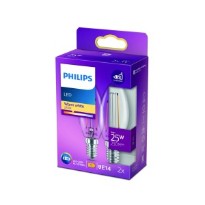 Philips LED kaars filament E14 2W 2.700K 2 per pak