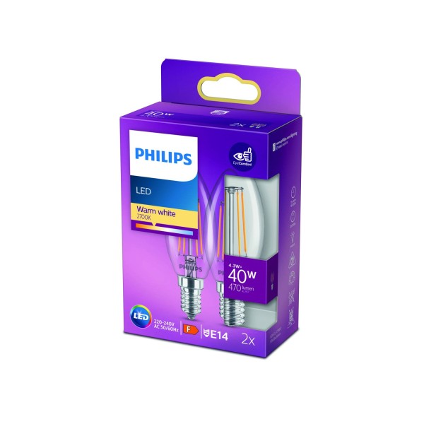 Philips led kaars filament e14 4