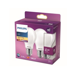 Philips LED lamp E27 4,5W 2.700K opaal 2 per pak