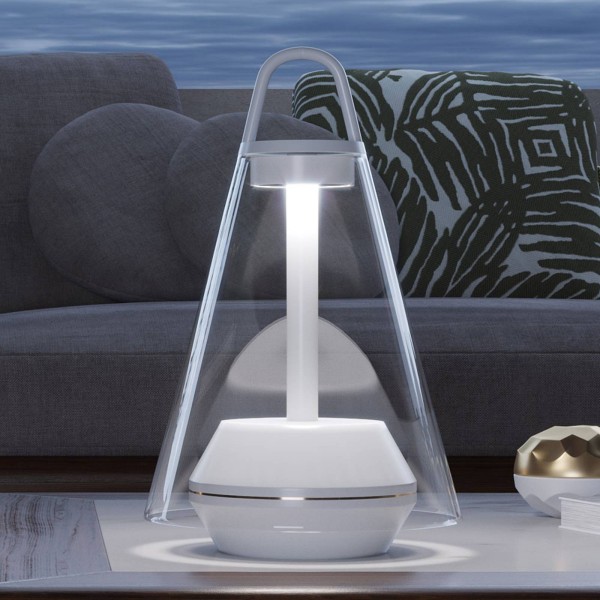 Prandina shuttle tafellamp wit glas helder 2