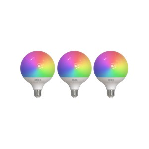 Prios LED E27 lamp G125 9W RGBW WLAN mat 3 per set
