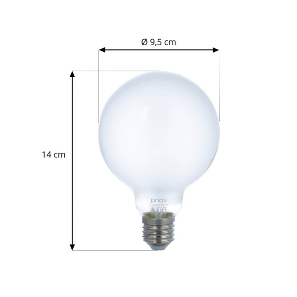 Prios led e27 lamp g95 7w wlan mat per 2 1