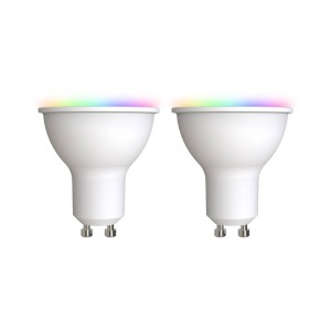 Prios LED GU10 plastic 4,7W RGBW WLAN opaal 2/set