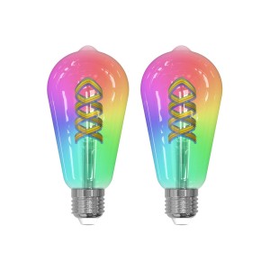 Prios LED filament E27 ST64 4W RGB WLAN per 2
