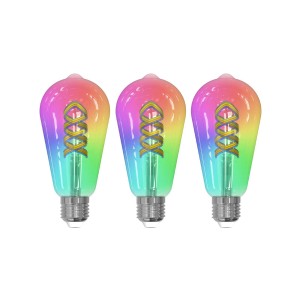 Prios LED filament E27 ST64 4W RGB WLAN per 3