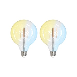Prios LED filament lamp E27 G125 7W WLAN per 2