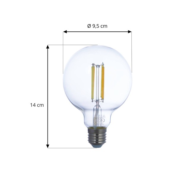 Prios led filament lamp e27 g95 7w wlan per 2 1