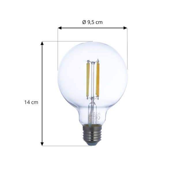 Prios led filament lamp e27 g95 7w wlan per 3 1