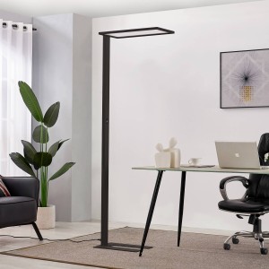 Prios Taronis LED kantoor vloerlamp, dimmer, zwart