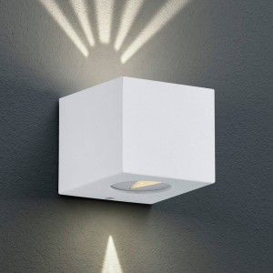 Reality Leuchten Rechthoekige LED buitenwandlamp Cordoba, wit