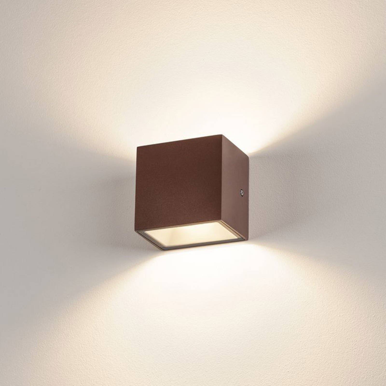 SLV Sitra Cube LED buitenwandlamp, roest