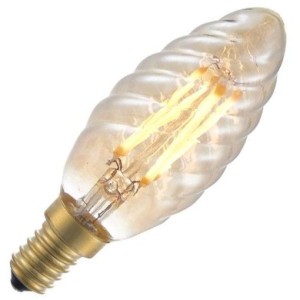SPL LED Filament Kaarslamp gedraaid | 4W Kleine fitting E14 | Dimbaar Goud