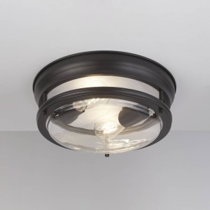Searchlight Plafondlamp Glasgow met glazen kap, IP44 zwart