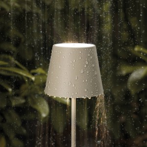 Sigor LED accu-tafellamp Nuindie, rond, 38 cm, beige