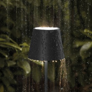 Sigor LED accu-tafellamp Nuindie, rond, 38cm, zwart