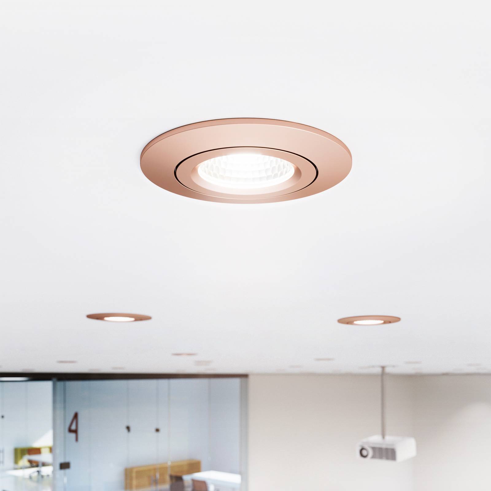 Sigor LED plafondinbouwspot Diled, Ø 8,5 cm, 6 W, Dim-To-Warm, rosé