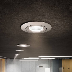 Sigor LED plafondinbouwspot Diled, Ø8,5cm, 10 W, Dim-To-Warm, staal