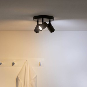 WiZ LED plafondspot Imageo, 3-lamps rond, zwart