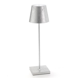 Zafferano LED tafellamp Poldina, draagbaar, zilver