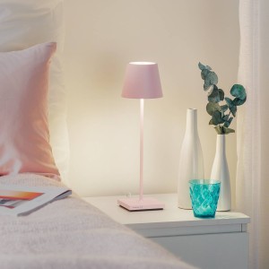 Zafferano LED tafellamp Poldina met accu, draagbaar, roze
