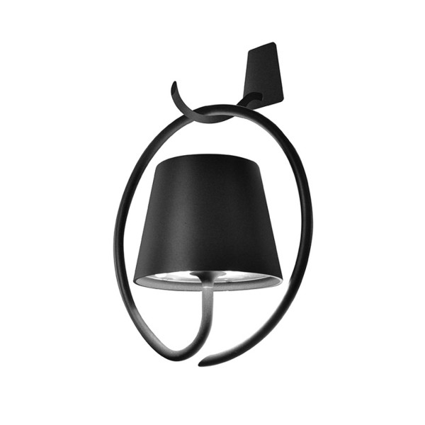 Zafferano poldina accu-wandlamp haken donkergrijs