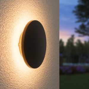 HOFTRONIC Casper LED Wandlamp Zwart – 3000K warm wit – 6 Watt – Rond – Muurlamp voor binnen en buiten