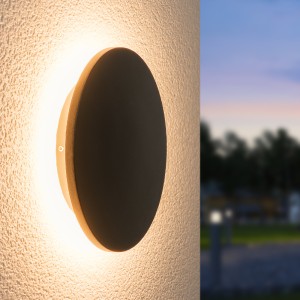 HOFTRONIC Casper XL LED Wandlamp Zwart – 3000K warm wit – 9 Watt – Rond – Muurlamp voor binnen en buiten