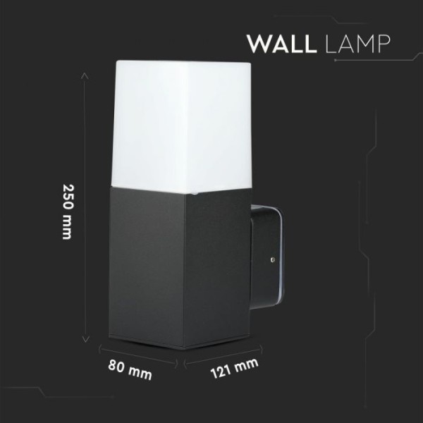V tac wandlamp gu10 vierkant zwart aluminium ip54 1