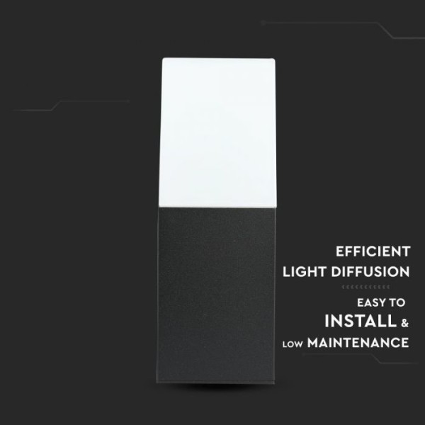 V tac wandlamp gu10 vierkant zwart aluminium ip54 3