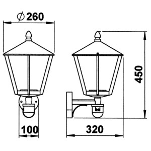 Albert Leuchten Buitenwandlamp 671, bruin met bewegingsmelder