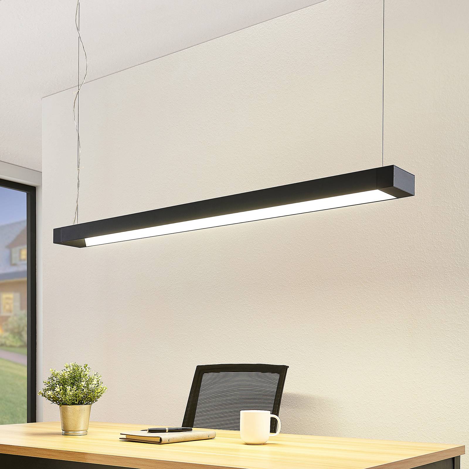 Arcchio cuna led hanglamp, zwart, hoekig 122cm