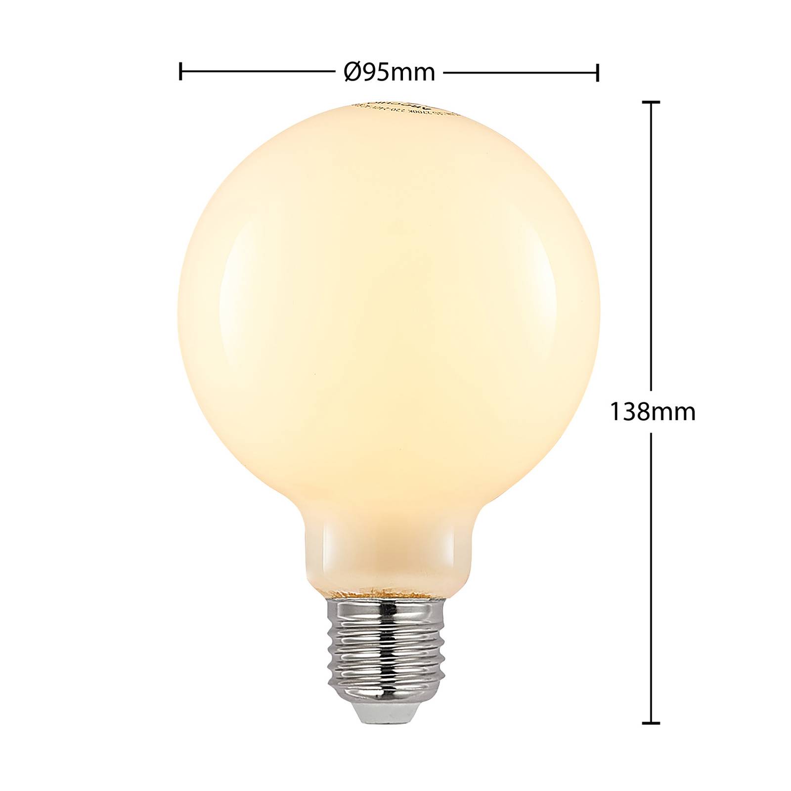 Arcchio led lamp e27 8w 2. 700k g95 bollamp dimbaar, opaal