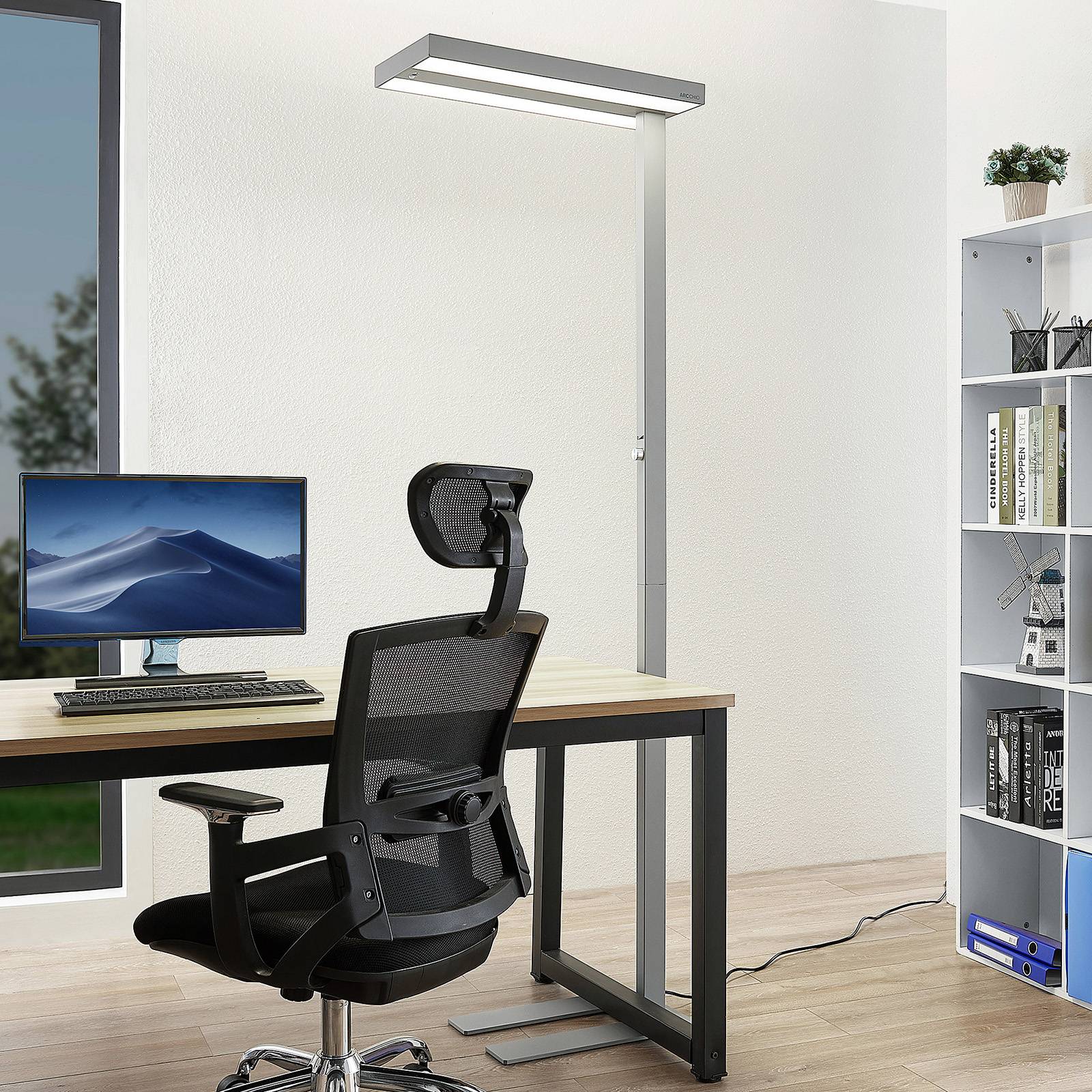 Arcchio led vloerlamp logan pro, zilver, sensor, dimbaar