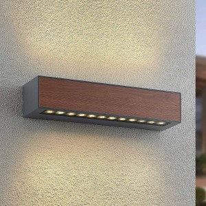 Arcchio Miraz LED buitenwandlamp, houtoptiek