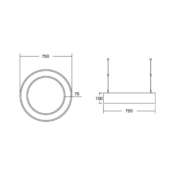 Brumberg biro cirkel ring direct 75 cm 50 w aan/uit wit 830