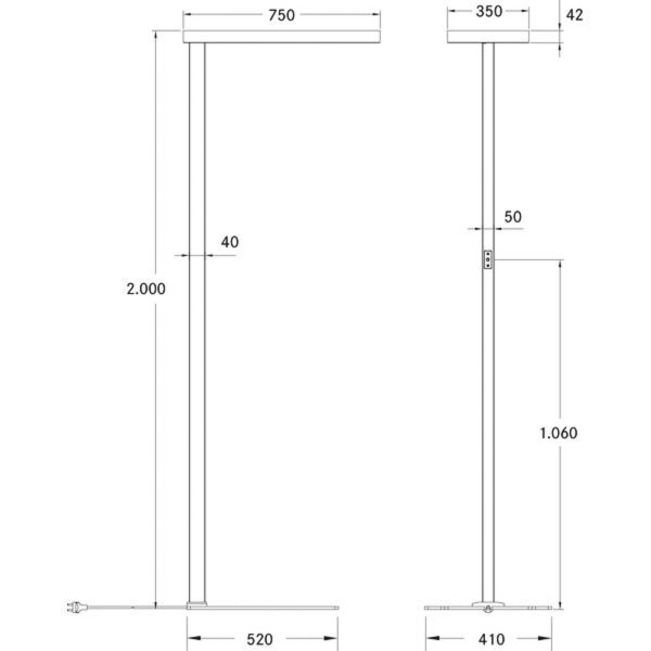 Brumberg devan led kantoor vloerl. Up/down dim 840