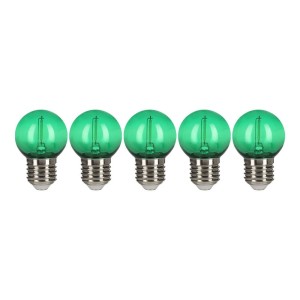 Bailey 5x Kogellamp Groen | LED Filament 0,6W | Grote fitting E27 Plastic