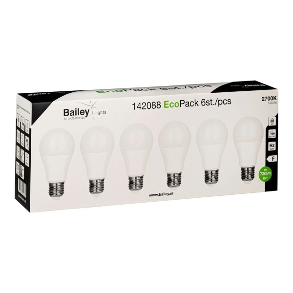 Ecopack bailey voor verstandig gemak. Hierbij worden er 6 stuks populaire led ecobasic lampen in 1 verpakking aangeboden. De naam ecopack is gekozen omdat de lampen economisch gunstig liggen qua prijs en ecologisch verpakt zijn in een doos zonder plastic en slechts 1 kleur inkt. De gebruiker hoeft bovendien maar 1 keer een verpakking open te maken en heeft minder afval. Omgevingstemperatuur bereik: -20°c tot +40°c.