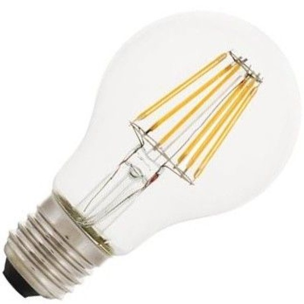 Led filament standaardlamp van bailey met 6 watt. Deze lamp geeft ondanks het lage wattage evenveel licht als een gloeilamp van 75-100 watt. Hierdoor krijg je een hoge lichtopbrengst met laag verbruik. Bovendien gaat de lamp lang mee met een gemiddelde levensduur van 25000 branduren. En mocht de lamp toch binnen 2 jaar kapot gaan dan valt dit gewoon onder de garantie. Deze versie heeft een kleurtemperatuur van 4200 koel-wit en is uitgevoerd met helder glas.