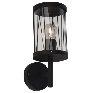 Brilliant Zwarte buitenwandlamp Reed met arm