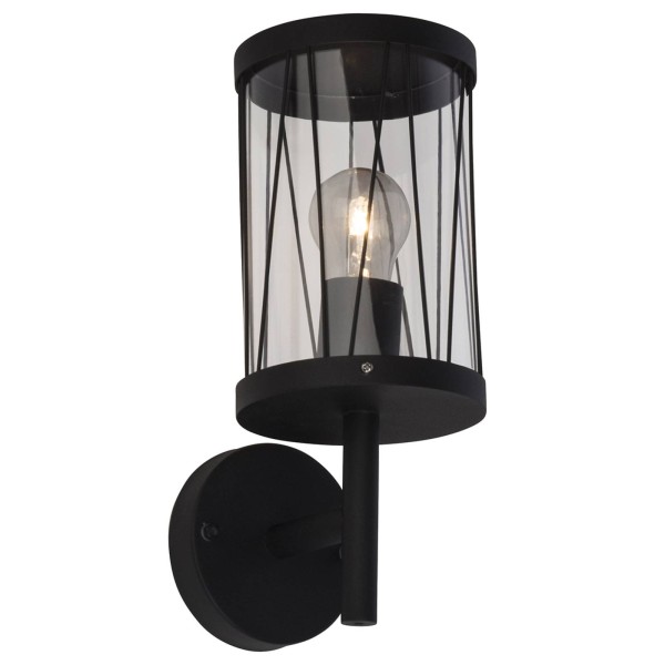 Brilliant zwarte buitenwandlamp reed met arm