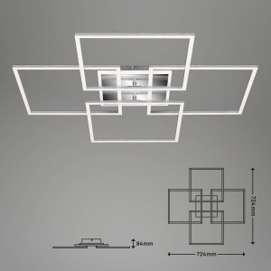 Briloner Frame S LED plafondlamp, 72,4×72,4 cm, aluminium