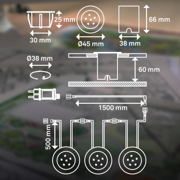 Briloner inbouwspot led 3916032 ip67 12 v 3 delige startset o 45cm pot 3