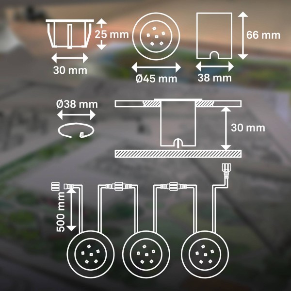 Briloner inbouwspot led 3917032 ip67 12 v 3x verlenging o 45cm pot 3