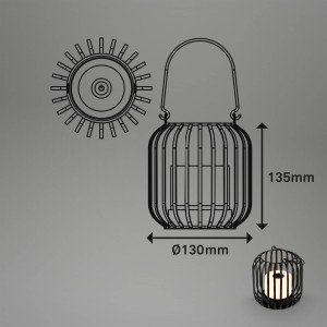 Briloner LED accu-tafellamp 7279 IP44 metalen mand zwart