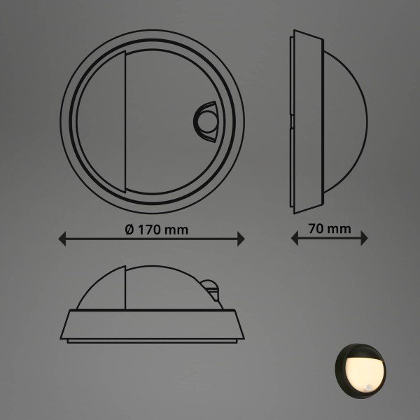 Briloner led buitenwandlamp 3785015 zwart bewegingsmelder 17cm